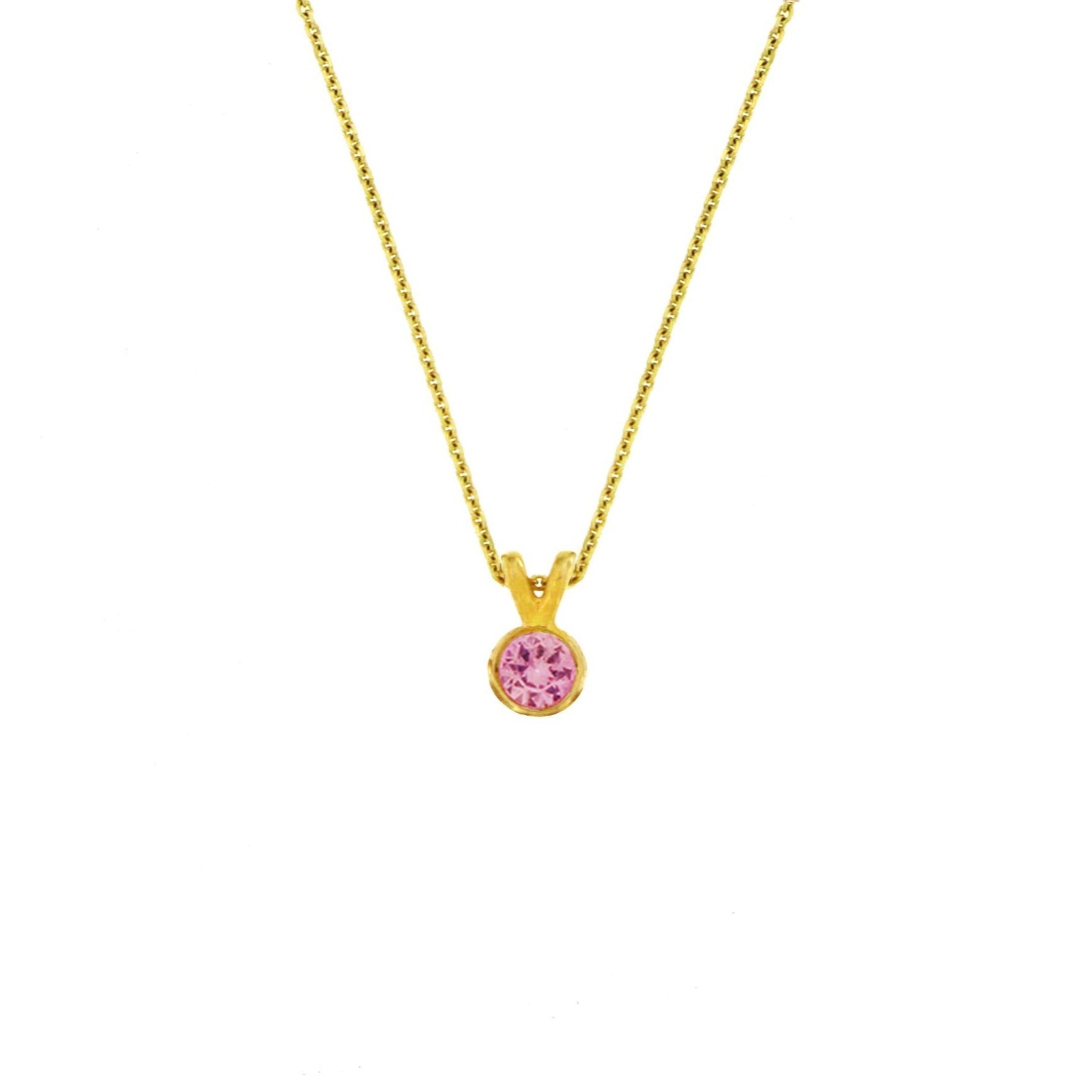 Classic Pink Sapphire Solitaire V-Bale Pendant Necklace